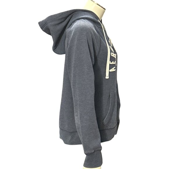 Aeropostale 87 Navy Blue Full  Zip Hoodie Drawstring Hood Front Pockets Medium - Picture 4 of 10